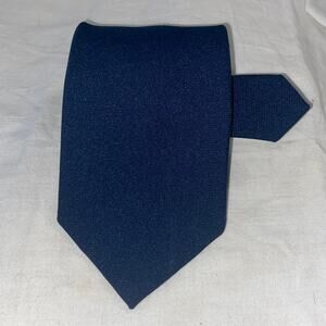 Vtg King Size Necktie Solid Navy Blue Woven 68 x 4 Tall Big Men Suit Classic